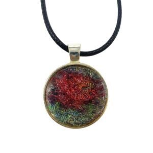 Alcohol Painted Charm Necklace Red and Blue